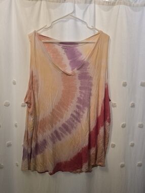 Maurices 24/7 3x Tie-Dye V-Neck Sleeveless Top - Multicolor